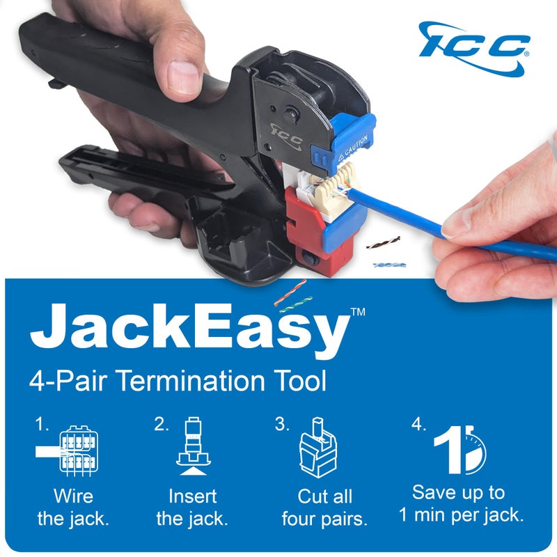 ICC Voice Grade Telephone Keystone Jack with Inline IDC (Easier Termination), 6P6C RJ11, UL Listed TAA Compliant for Wall Plate or Patch Panel, Works with JackEasy Termination Tool, White 25 Pack - Image 3